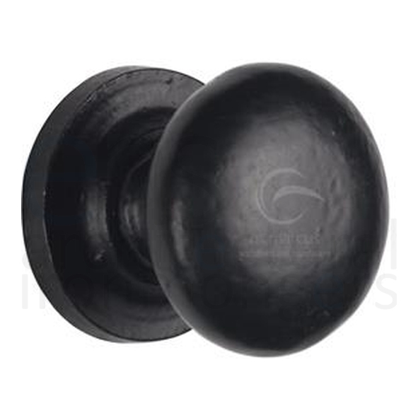 FB613 25 • 25 x 30mm • Smooth Black Iron • Heritage Brass Plain Bun Cabinet Knob